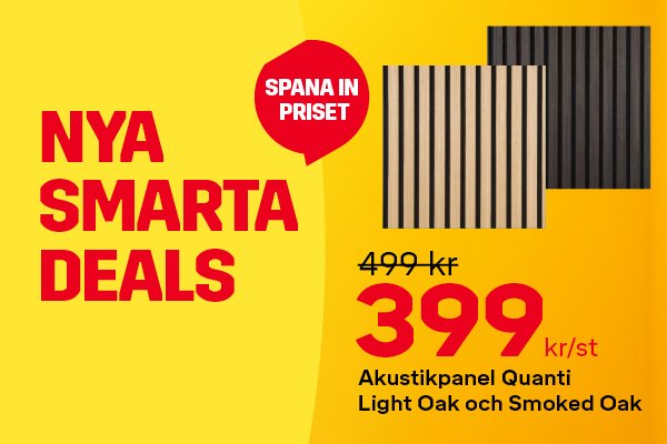 Akustikpanel Quanti Light Oak och Smoked Oak f&ouml;r 399kr/st